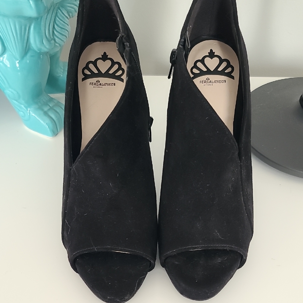Black Peep-Toe Stiletto Heels by Fergalicious